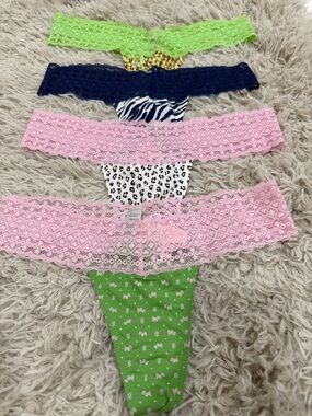 Lot of 4 NWT Y2K Vintage Victoria's Secret Thongs Dog Animal Floral Print XSmall